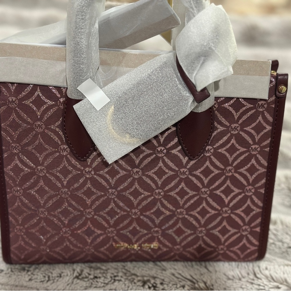 Michael Kors Metallic Burgundy Crossbody Bag